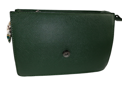 Long & Son Vegan Leather Stylish Small Handbag with Silk Material Handle and Pom-Pom Chain