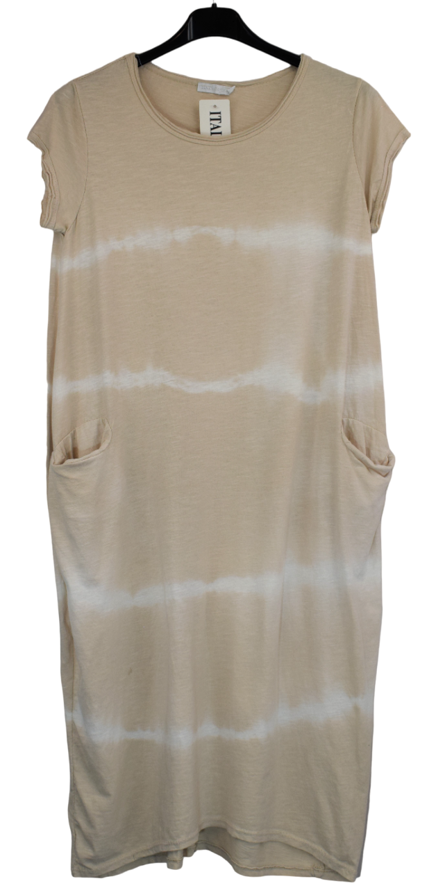 Ladies Italian Cotton Tie Dye Dress with Cap Sleeves and Pockets