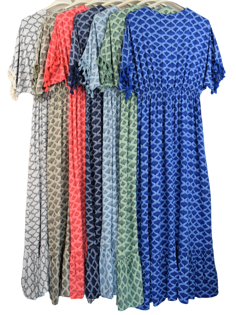 Ladies Italian Lagenlook Wavy Print Summer Maxi Dress