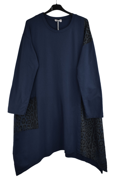 Animal Print Tunic Dress Asymmetric Hi-Lo Hemline, Women's Casual Comfortable Cotton Dress Tunic by Glitzee