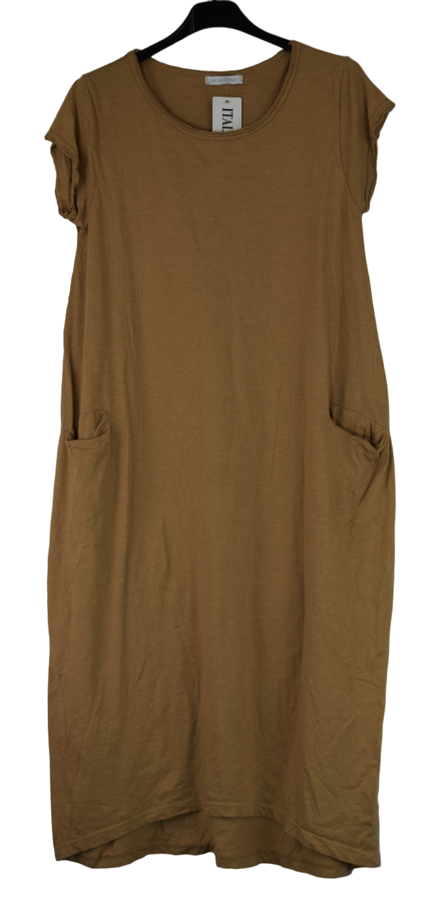 Ladies Italian Cotton Jersey Stretch Tunic Dress with Pockets