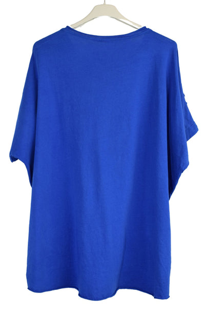 Star Ruffle Design Short Sleeve Top Italian Lagenlook Women's T-shirt Top Loose Fit Tee