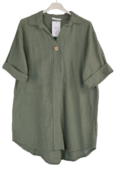 Cotton Collared Tunic Top for Summer with Button Detailing Lightweight Casual Top