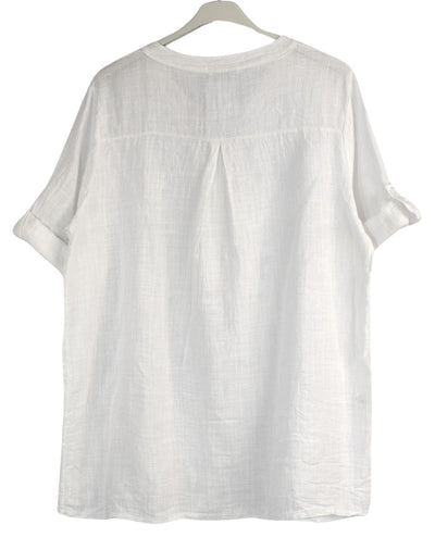 Embroidered Henley Cotton Tunic Top for Women Summer Lightweight Top Delicate Embroidery Top