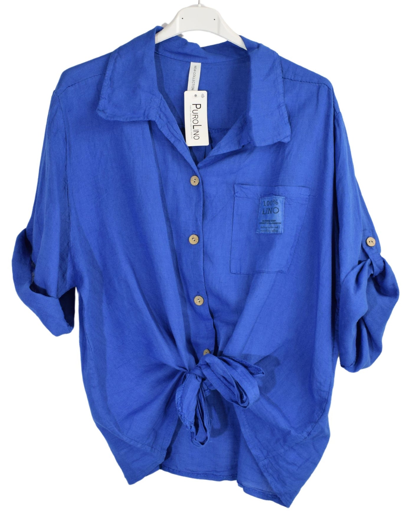 Linen Button Up Tie Front Collared Shirt Summer Lightweight Linen Shirt Top
