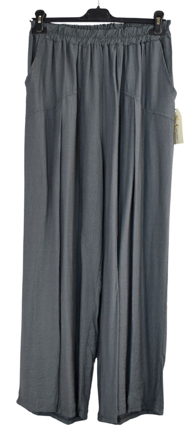 Pleated Wide Leg Trouser Lightweight Palazzo Pants Elasticated Waist & Pockets