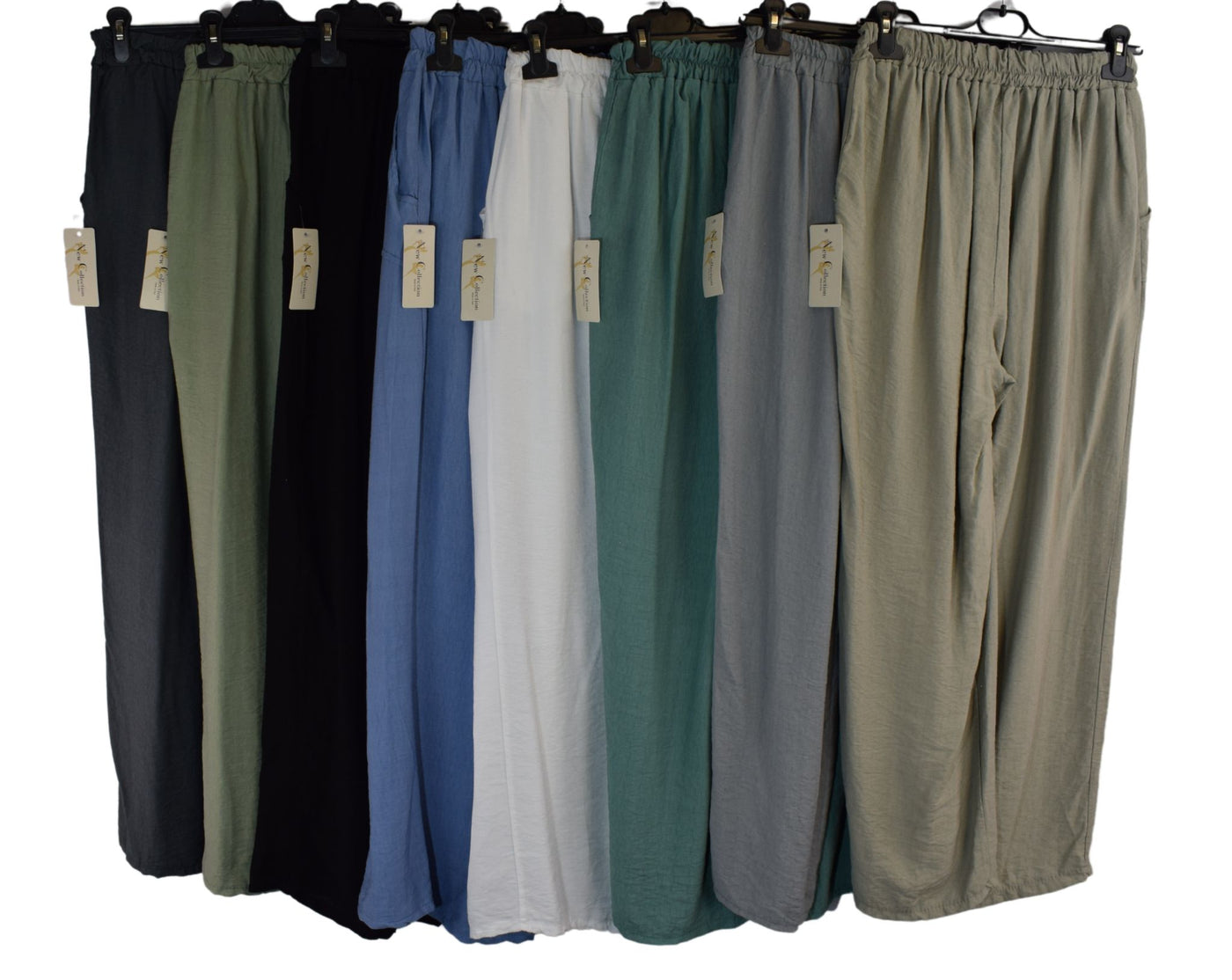 Pleated Wide Leg Trouser Lightweight Palazzo Pants Elasticated Waist & Pockets