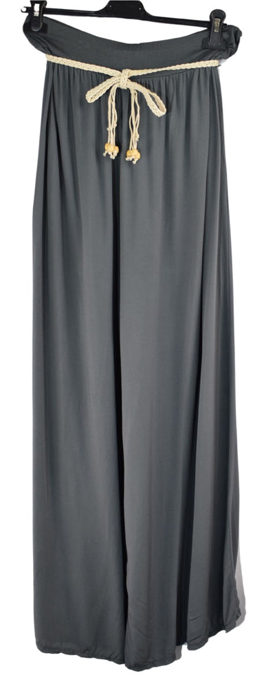 Italian Viscose Wide Leg Trousers with Beaded Fashion Belt Comfortable and Lightweight