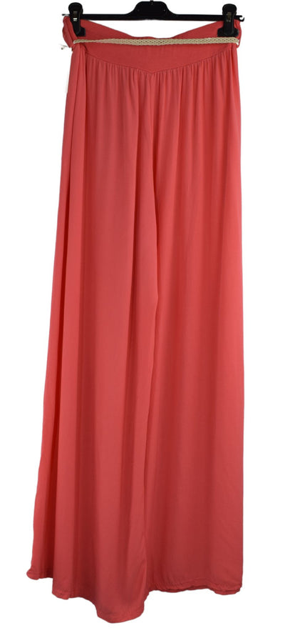 Italian Viscose Wide Leg Trousers with Beaded Fashion Belt Comfortable and Lightweight