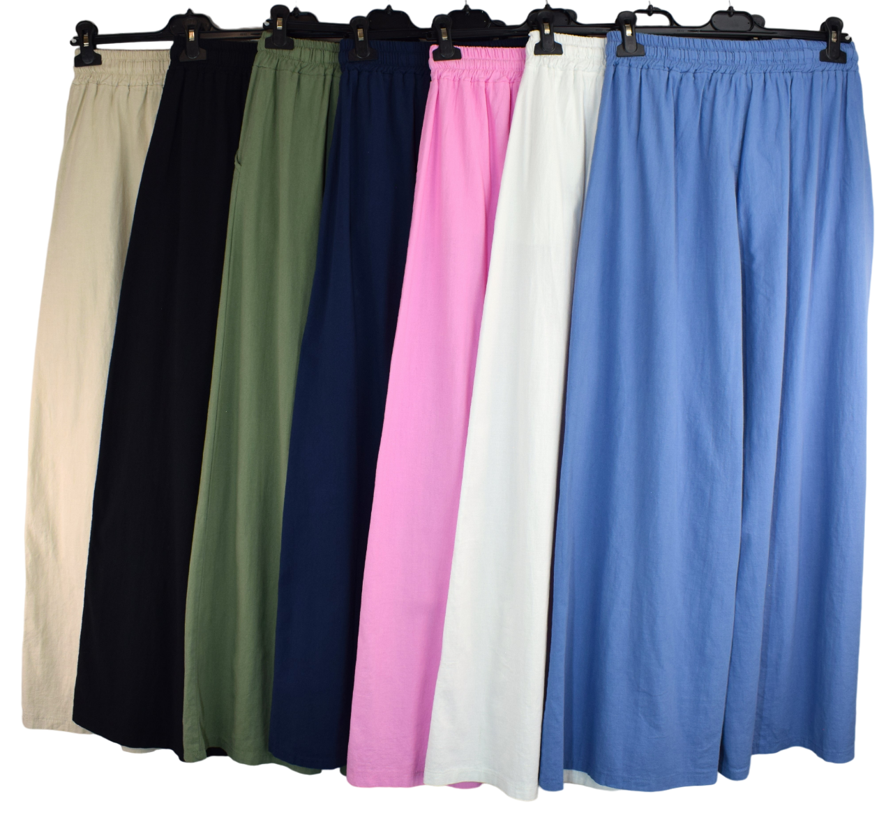 Wide Leg Trousers Linen Blend Women's Palazzo Trousers Cotton Blend Culottes