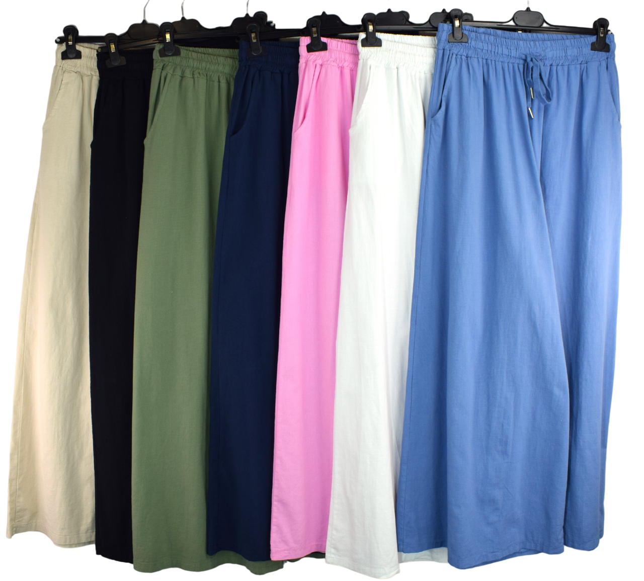 Wide Leg Trousers Linen Blend Women's Palazzo Trousers Cotton Blend Culottes