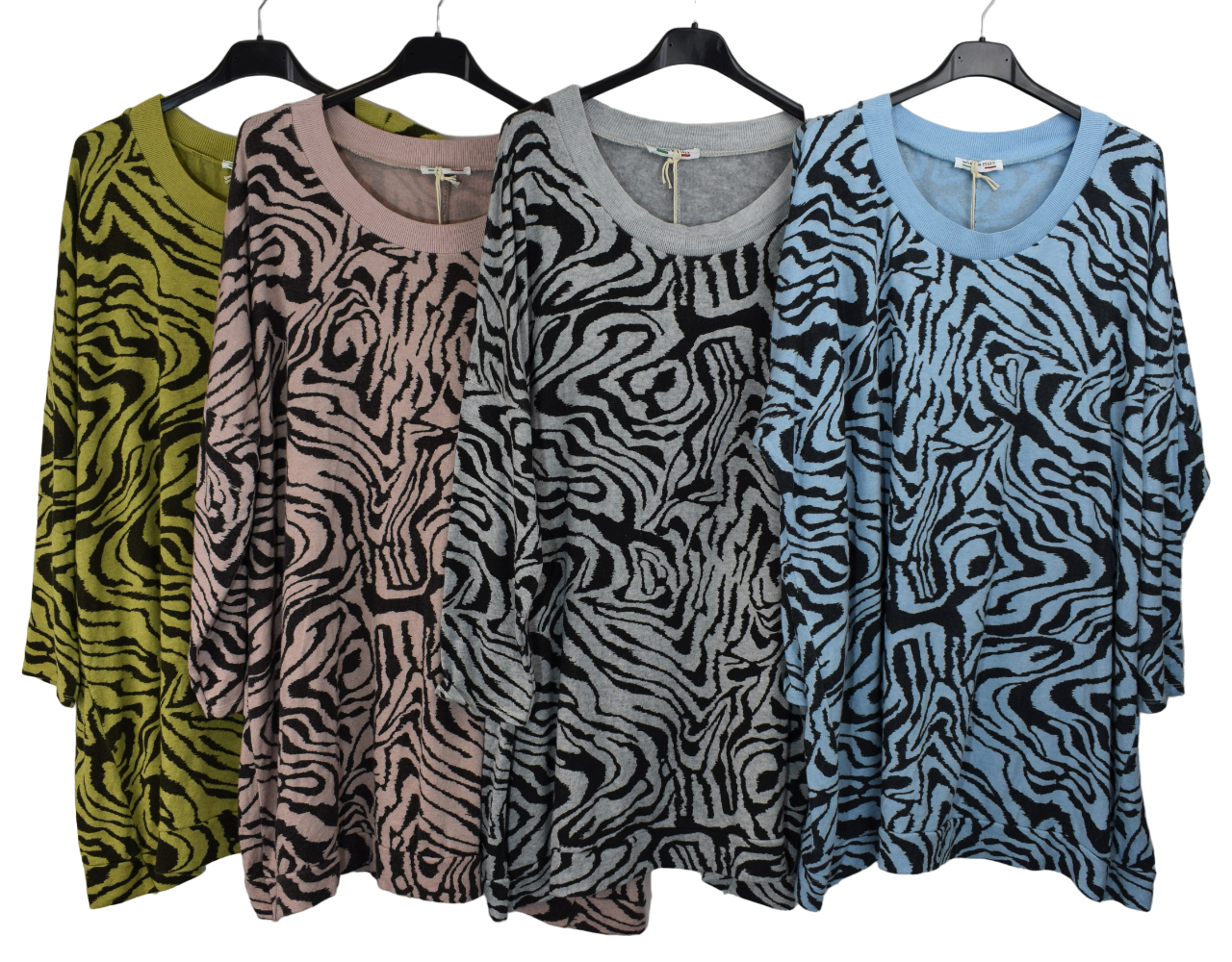 NEW Ladies Italian Lagenlook Zebra Print Oversized Tunic Top