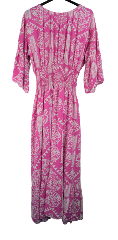 Ladies Italian Lagenlook Quirky Print Flare Sleeve Summer Maxi Dress