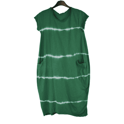Ladies Italian Cotton Tie Dye Dress with Cap Sleeves and Pockets