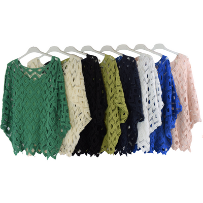 Ladies Italian Lagenlook 2-Piece Short Crochet Summer Tunic Top Set