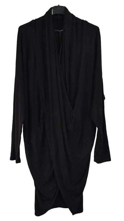Ladies Italian Lagenlook Cocoon Wrapover Long Sleeve Fine Knit Jumper Dress