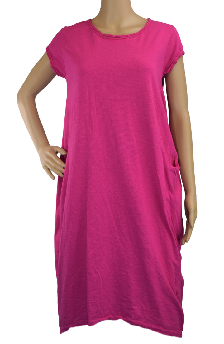 Ladies Italian Cotton Jersey Stretch Tunic Dress with Pockets  Glitzee