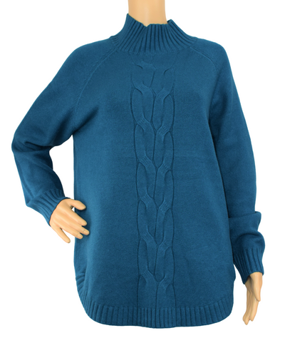 Ladies Italian Super Soft High Neck Cable Knit Jumper
