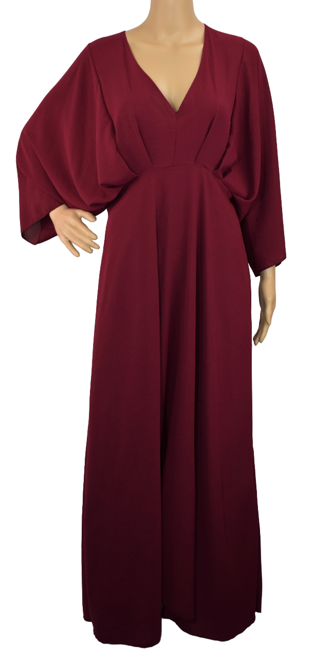 Ladies Italian Plain Short Sleeve Kaftan Maxi Dress with Elasticated Waist