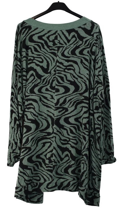 NEW Ladies Italian Lagenlook Zebra Print Oversized Tunic Top