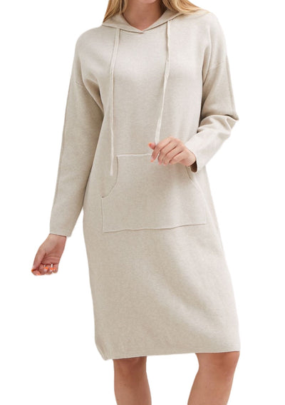 Italian Lagenlook Hooded Long Jumper Dress with Pockets Autumn / Winter Collection