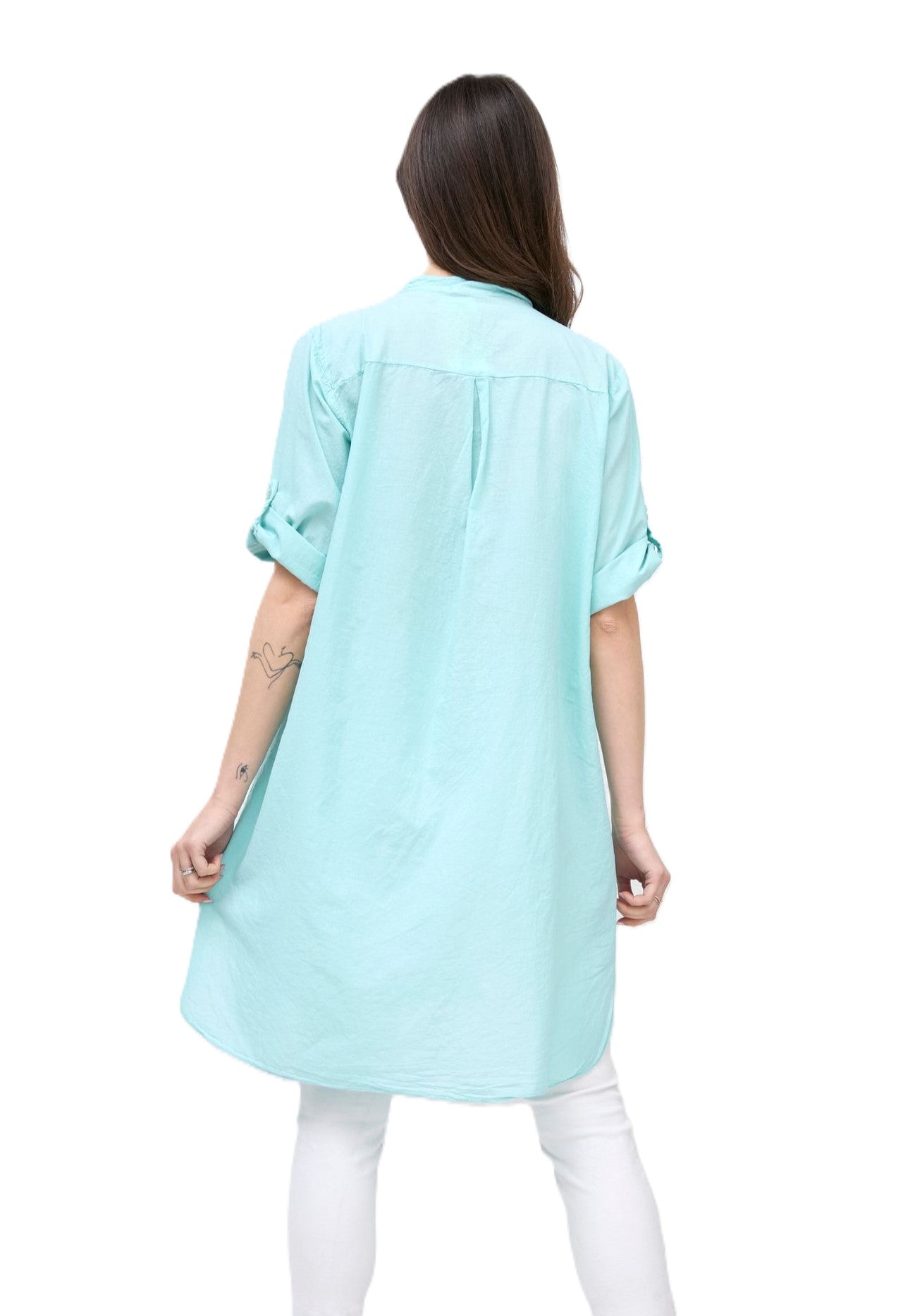 Italian Lagenlook Floral Embroidered Lightweight Cotton Summer Button Through Shirt Dress