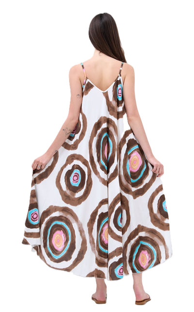 Ladies Italian Lagenlook Tie-Dye Print Sleeveless Maxi Long Summer Dress