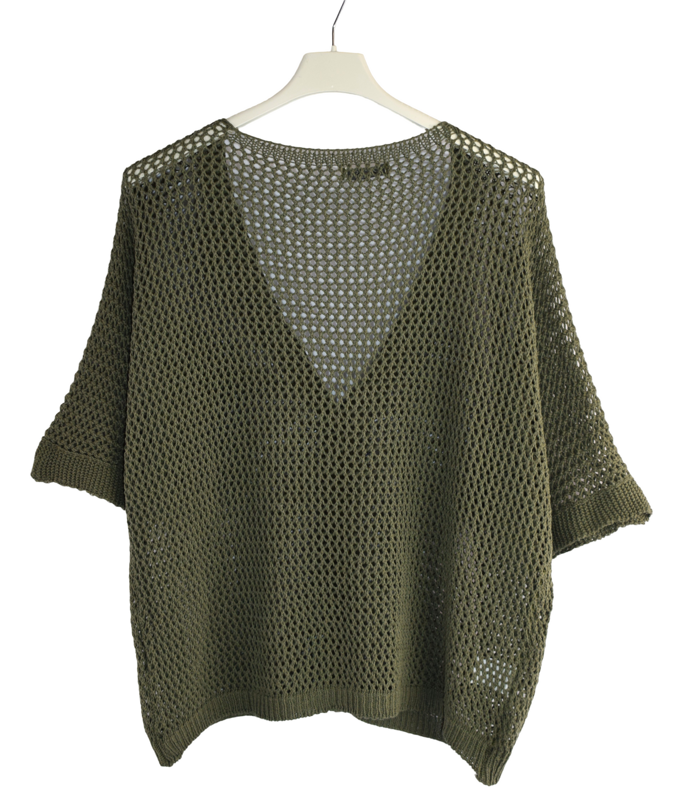 Ladies Italian Lagenlook Crochet Knit Short Sleeve Cardigan Summer