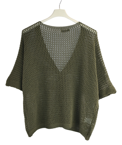 Ladies Italian Lagenlook Crochet Knit Short Sleeve Cardigan Summer