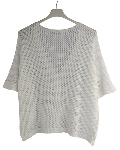 Ladies Italian Lagenlook Crochet Knit Short Sleeve Cardigan Summer