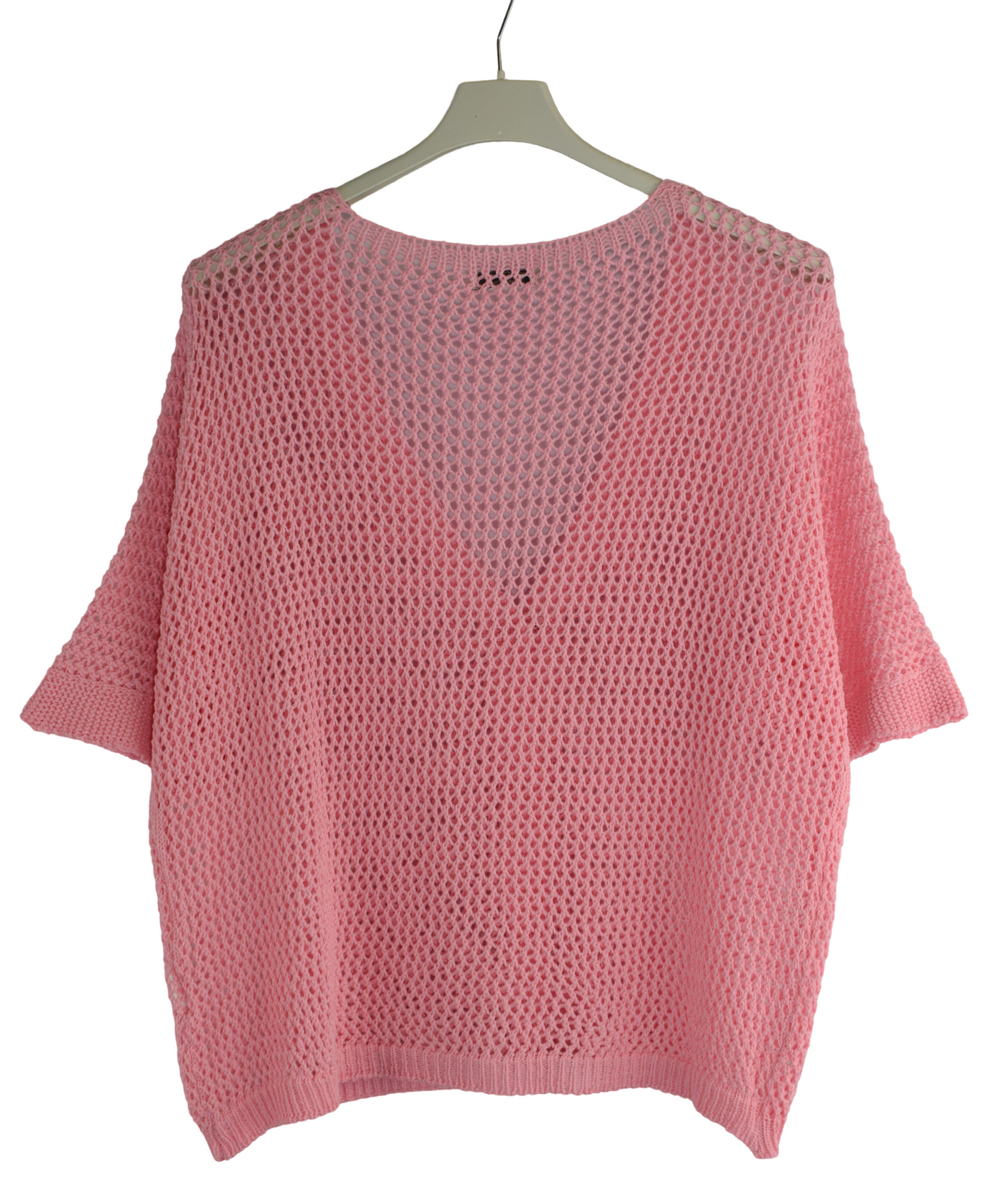 Ladies Italian Lagenlook Crochet Knit Short Sleeve Cardigan Summer