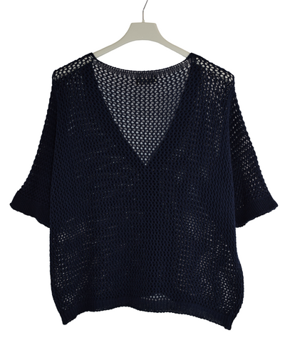 Ladies Italian Lagenlook Crochet Knit Short Sleeve Cardigan Summer