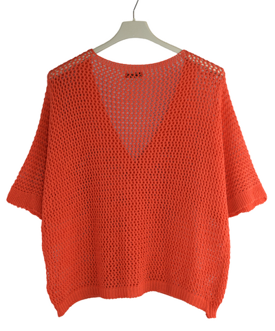 Ladies Italian Lagenlook Crochet Knit Short Sleeve Cardigan Summer