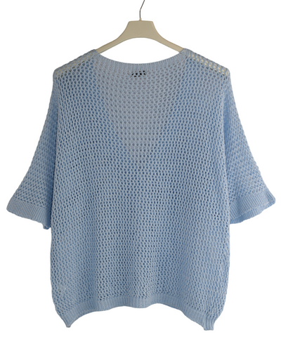 Ladies Italian Lagenlook Crochet Knit Short Sleeve Cardigan Summer