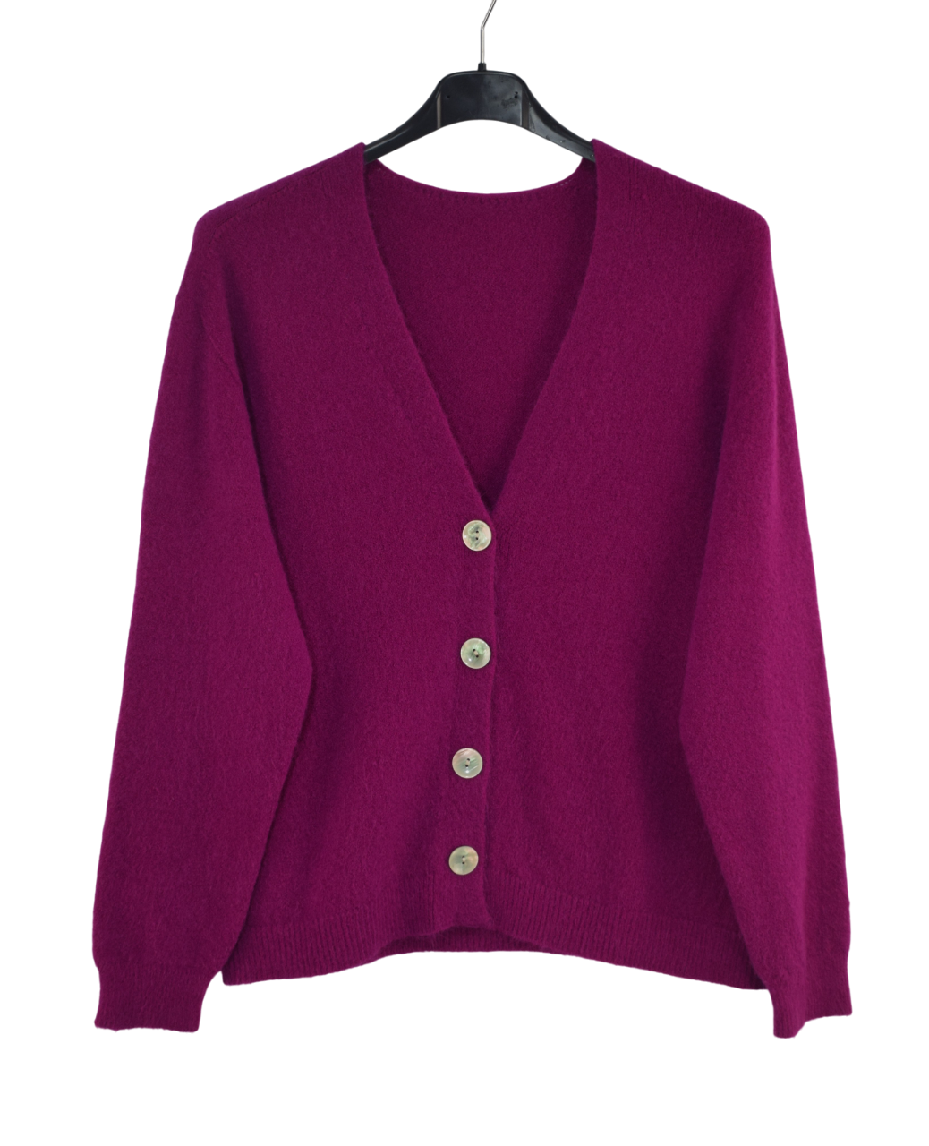 Ladies Italian Lagenlook Soft Knit V-Neck Button Through Long Sleeve Cardigan