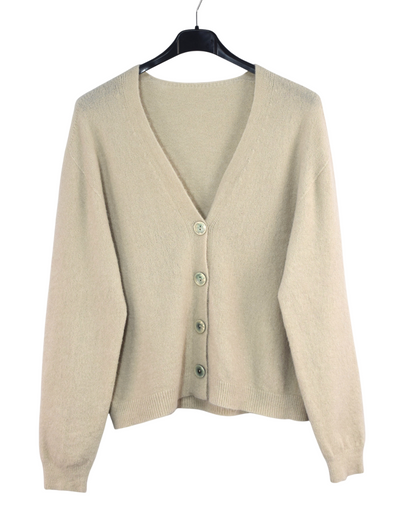 Ladies Italian Lagenlook Soft Knit V-Neck Button Through Long Sleeve Cardigan