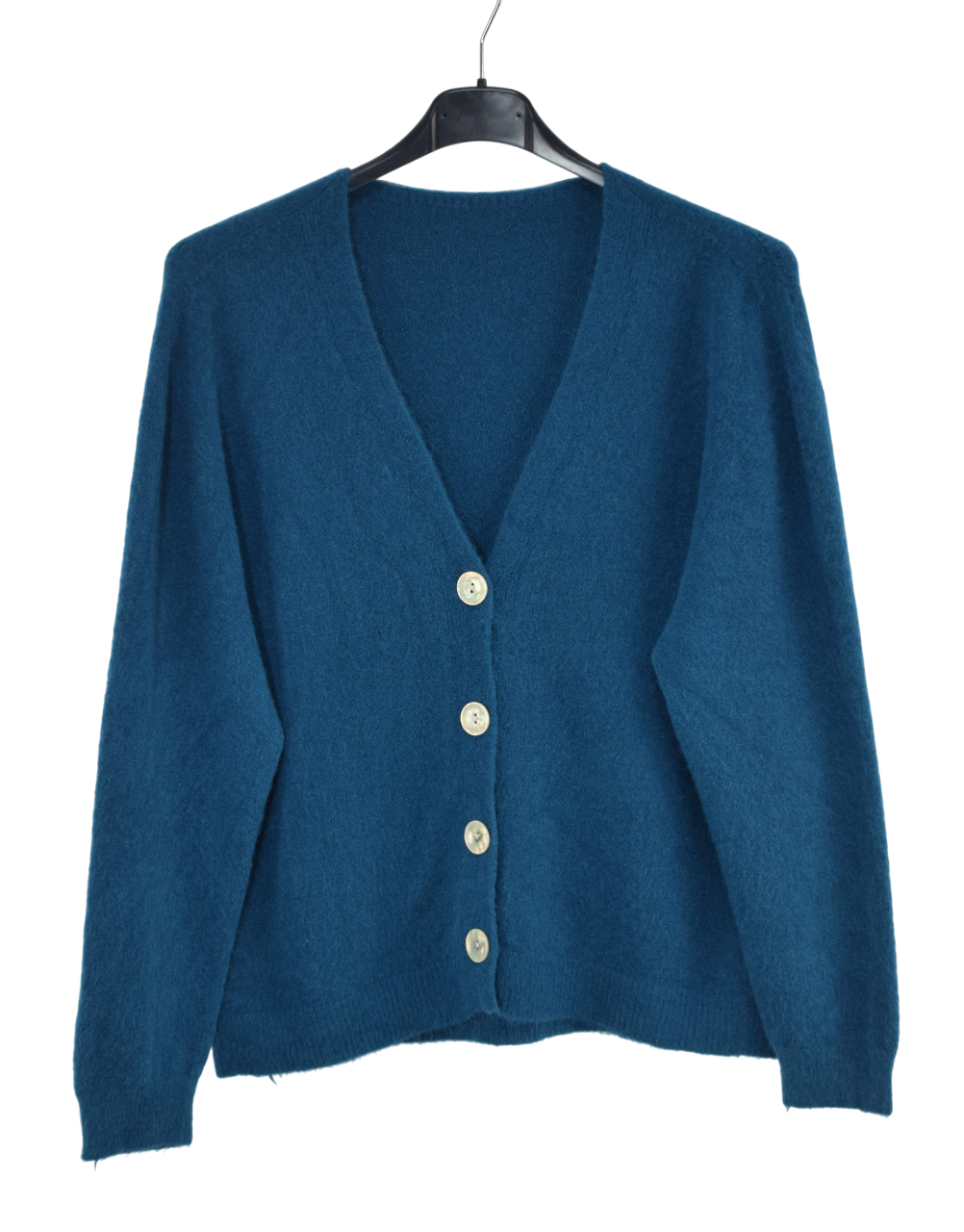 Ladies Italian Lagenlook Soft Knit V-Neck Button Through Long Sleeve Cardigan