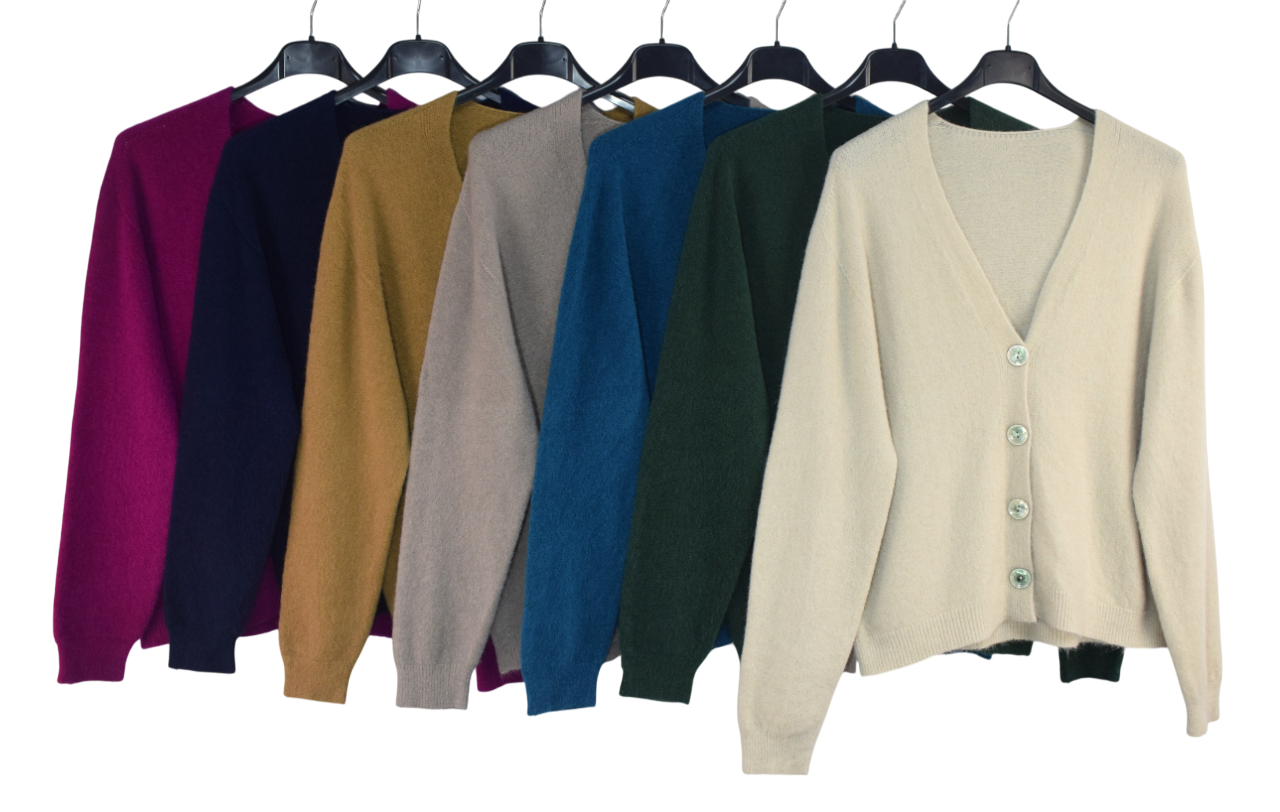 Ladies Italian Lagenlook Soft Knit V-Neck Button Through Long Sleeve Cardigan