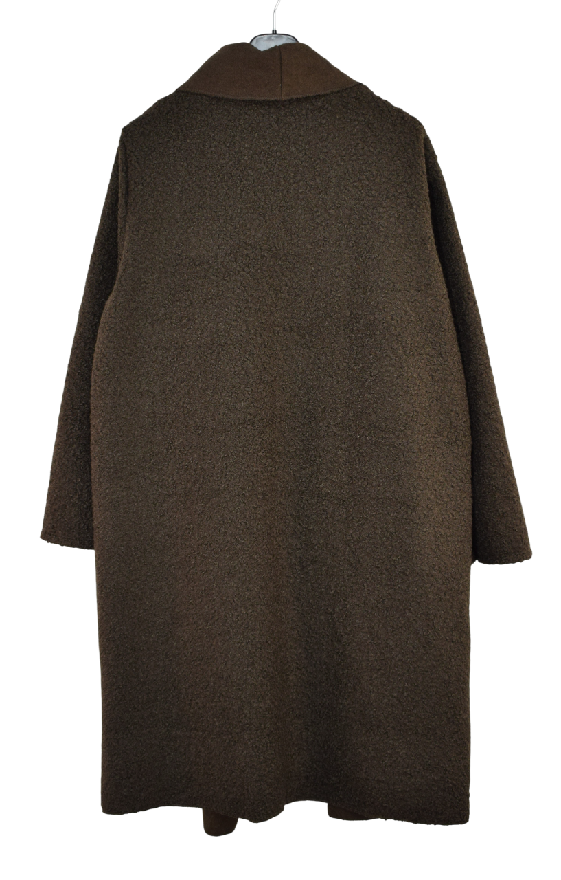 Ladies Italian Lagenlook Boucle Warm Winter Waterfall Collar Coat