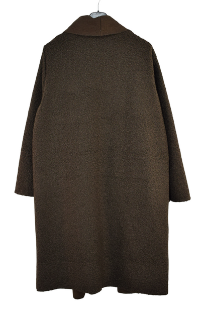 Ladies Italian Lagenlook Boucle Warm Winter Waterfall Collar Coat