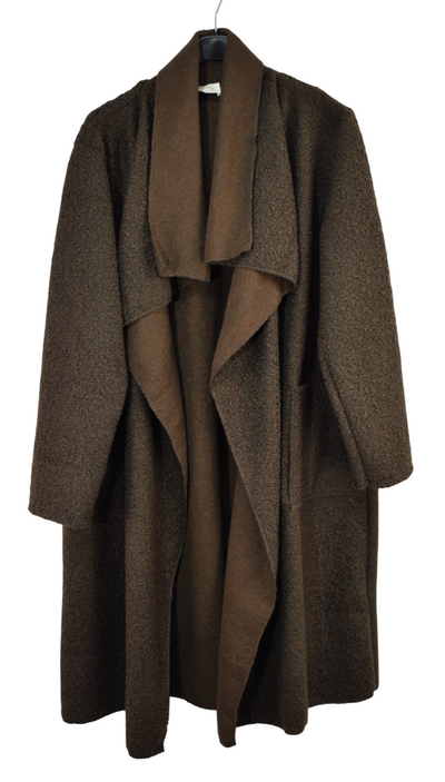 Ladies Italian Lagenlook Boucle Warm Winter Waterfall Collar Coat