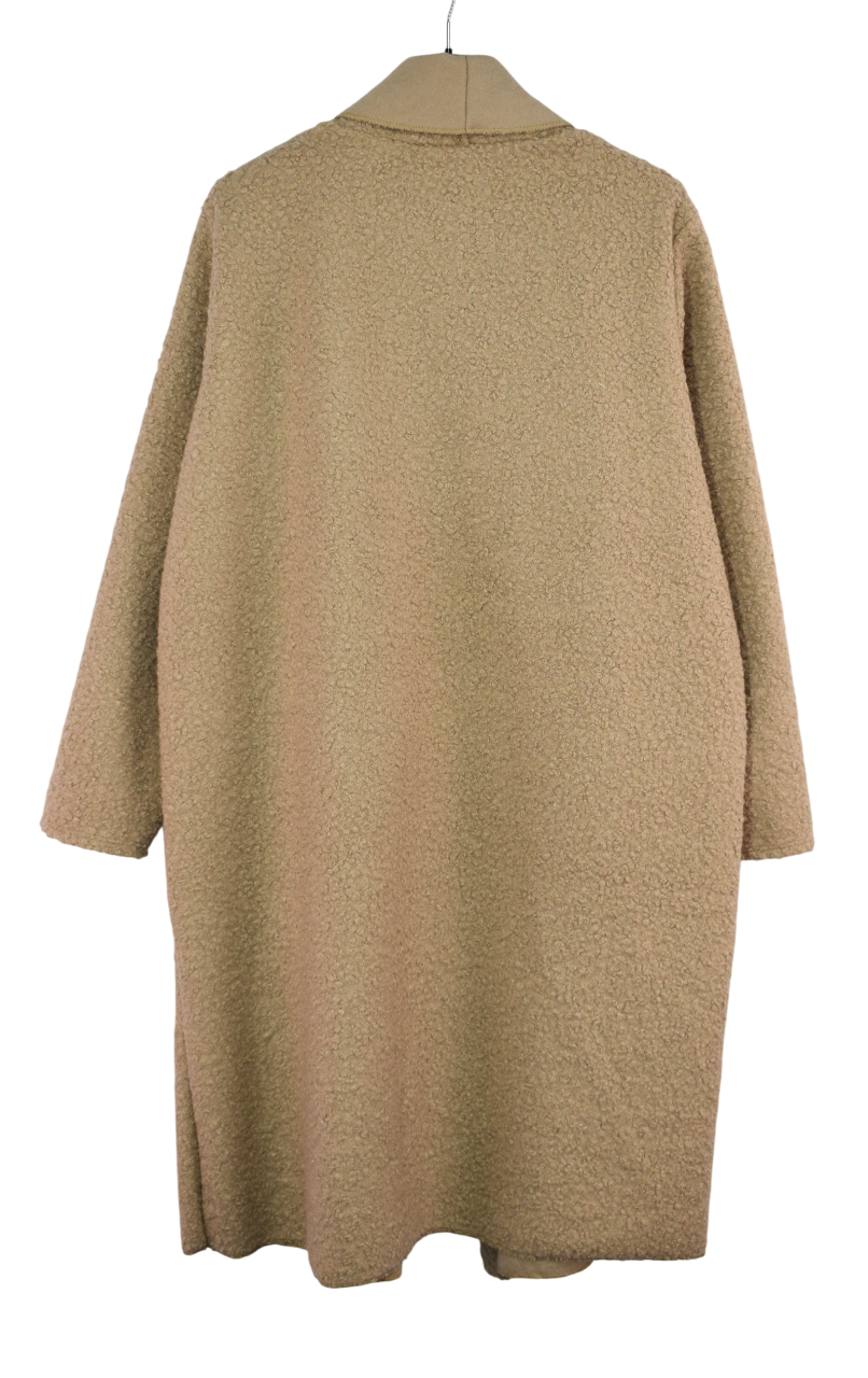 Ladies Italian Lagenlook Boucle Warm Winter Waterfall Collar Coat