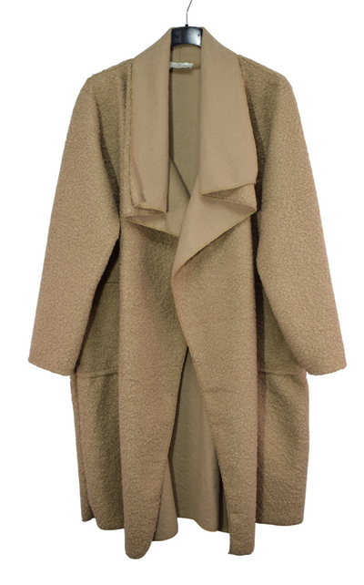 Ladies Italian Lagenlook Boucle Warm Winter Waterfall Collar Coat