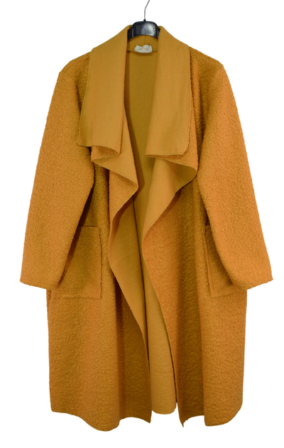 Ladies Italian Lagenlook Boucle Warm Winter Waterfall Collar Coat