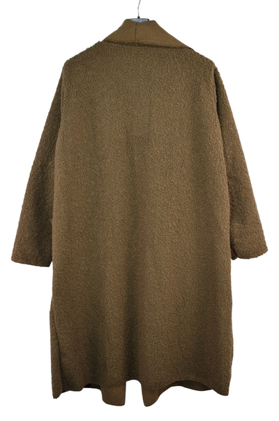 Ladies Italian Lagenlook Boucle Warm Winter Waterfall Collar Coat