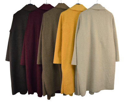 Ladies Italian Lagenlook Boucle Warm Winter Waterfall Collar Coat