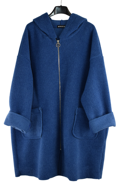 Italian Lagenlook Fleece Zip Through Hooded Jacket Coat Autumn / Winter Collection