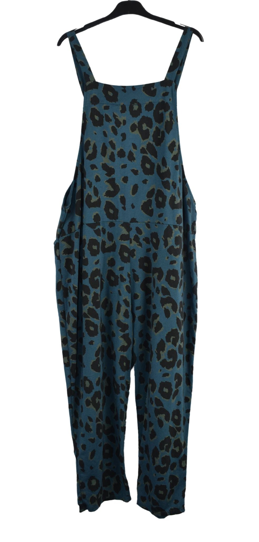 Ladies Italian Lagenlook Animal Print Dungarees Casual Comfy All-in-One Jumpsuit