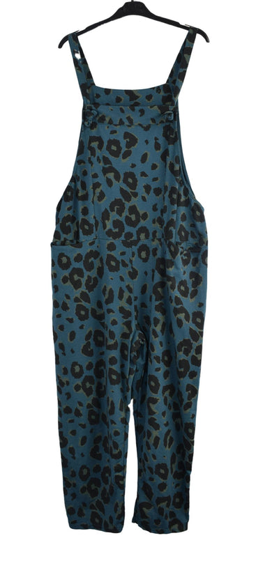 Ladies Italian Lagenlook Animal Print Dungarees Casual Comfy All-in-One Jumpsuit