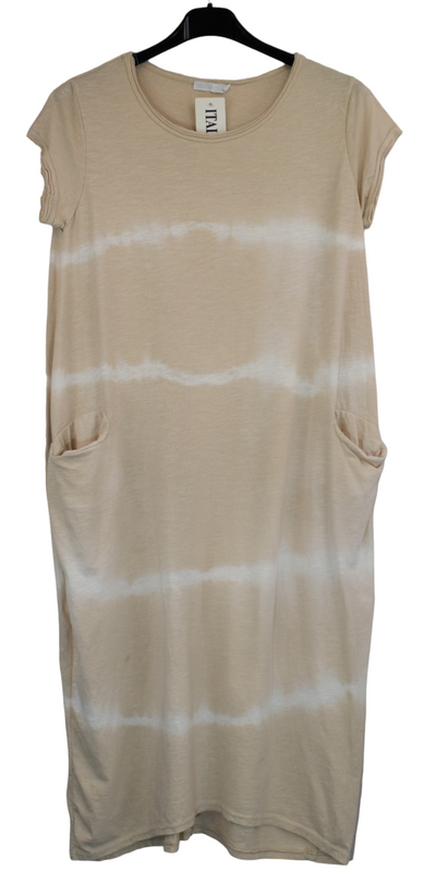 Ladies Italian Cotton Tie Dye Dress with Cap Sleeves and Pockets